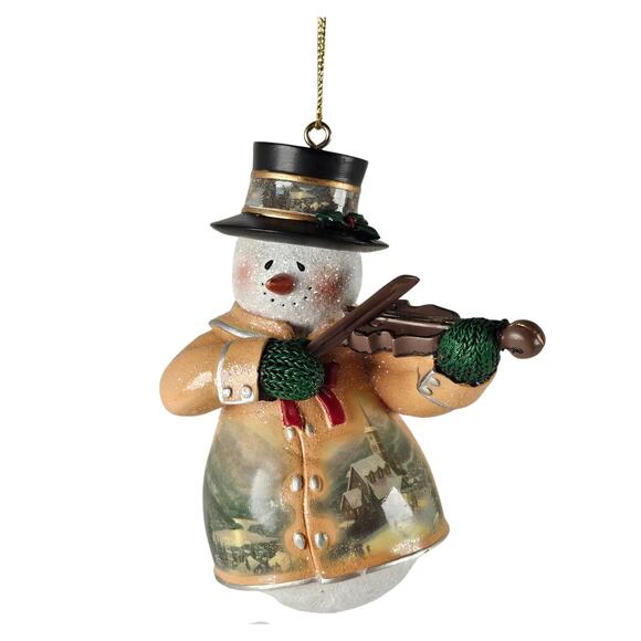 Thomas Kinkade Snowman Ornament Violin 2004 Bradford Editions Xmas Collectible - Picture 8 of 16